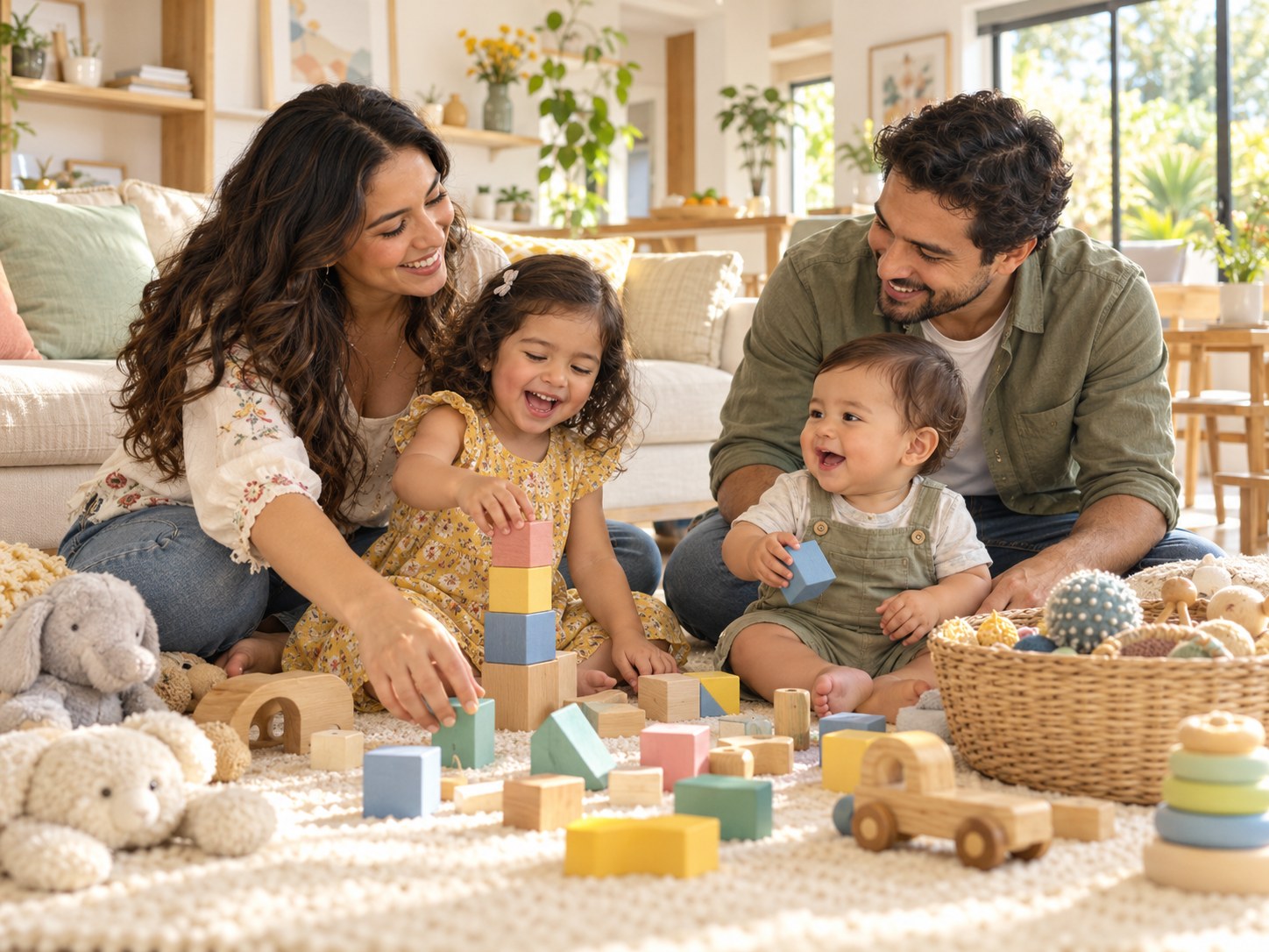 Familia jugando con su bebé
